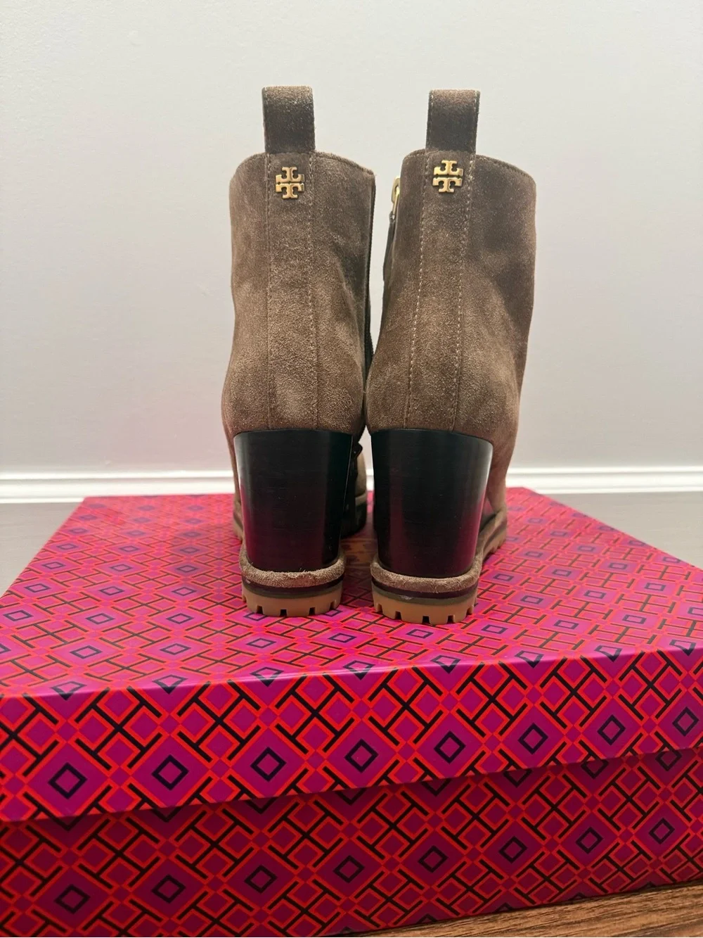 Tory Burch Olive Suede Ankle Booties